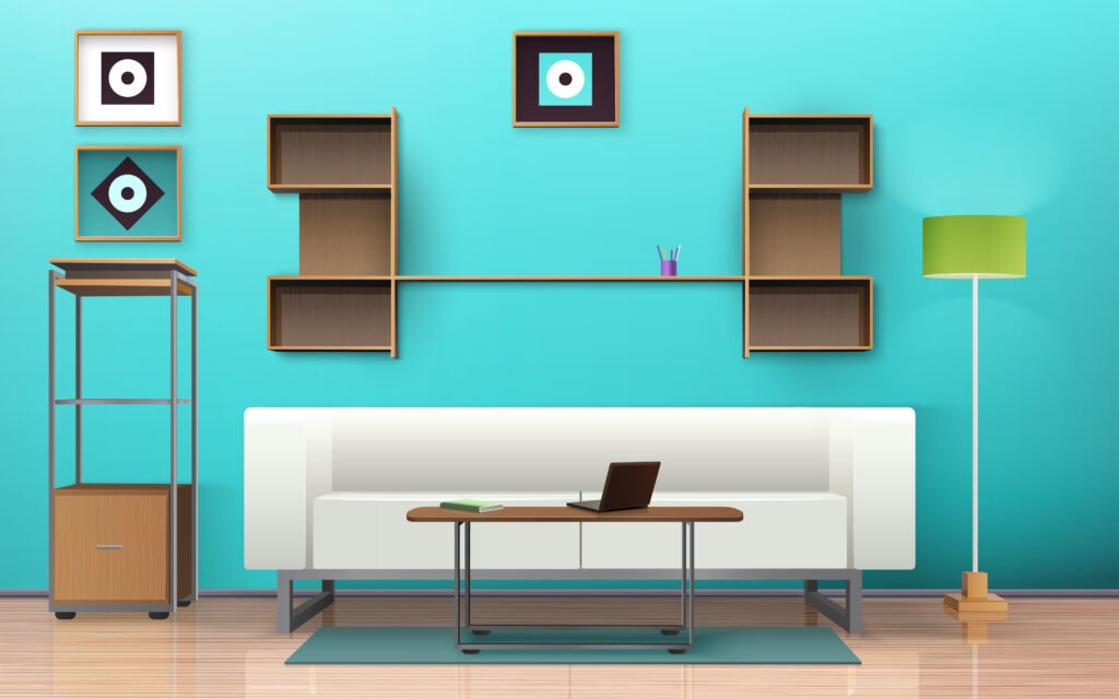 floating shelves living room
